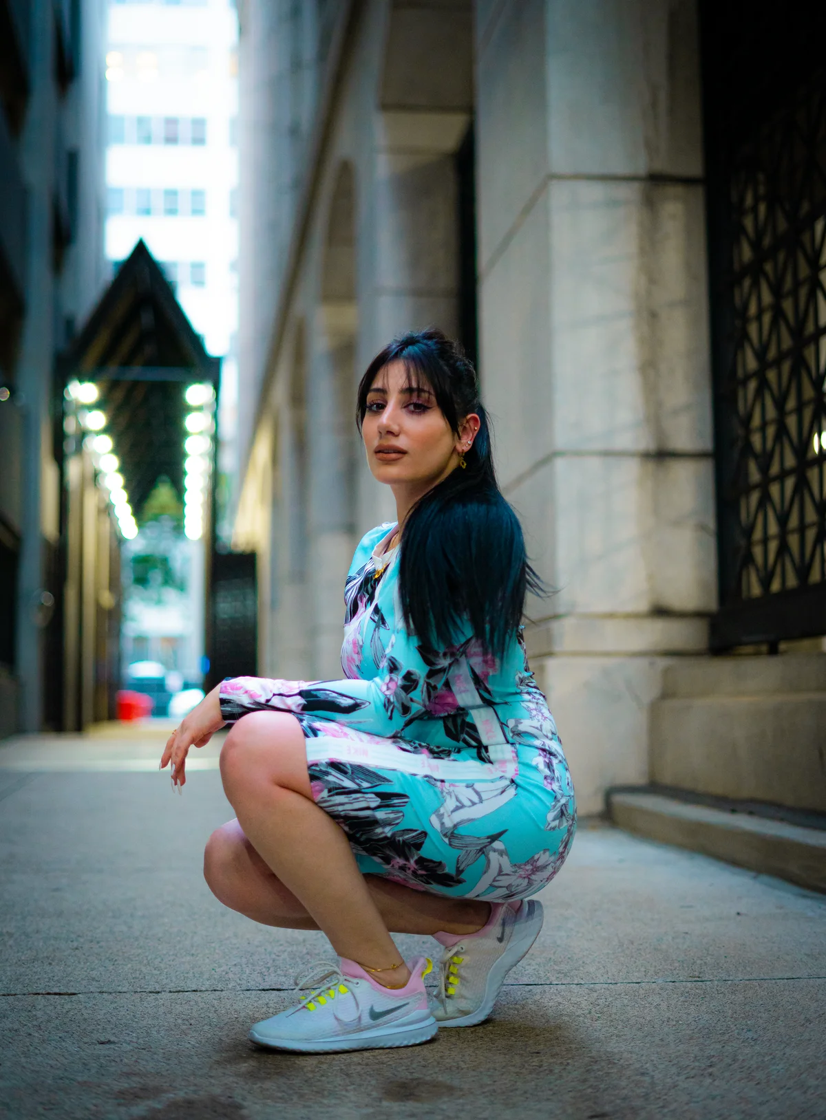 dress and sneakers