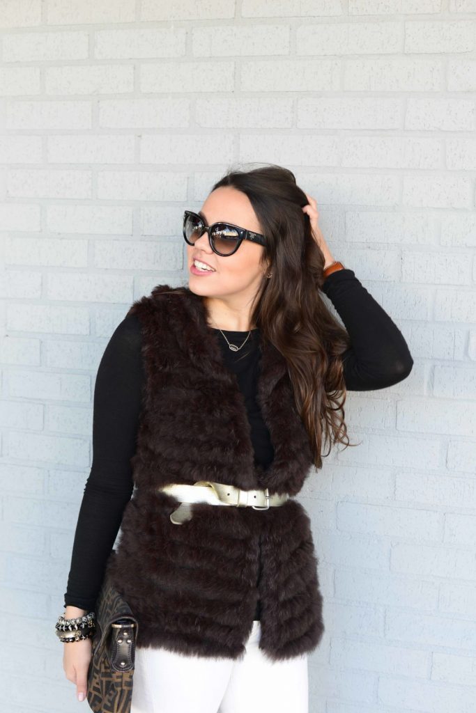 Belted fur vest
