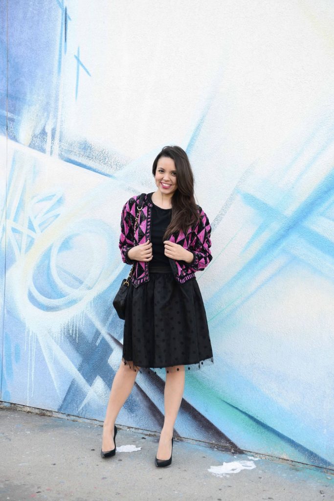 Hot Pink + Black date night look 