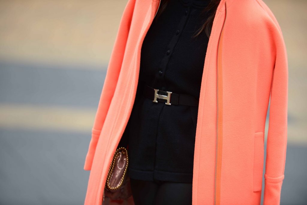 Neon Coat + Hermes Belt