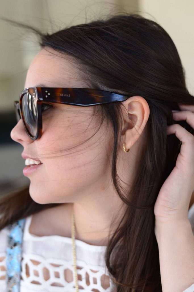 Jude Frances huggie earrings + Celine sunglasses