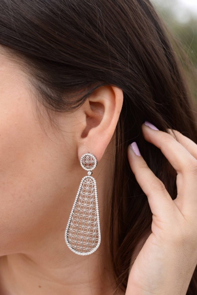 Jack Kelege diamond earring drops via Lewis Jewelers