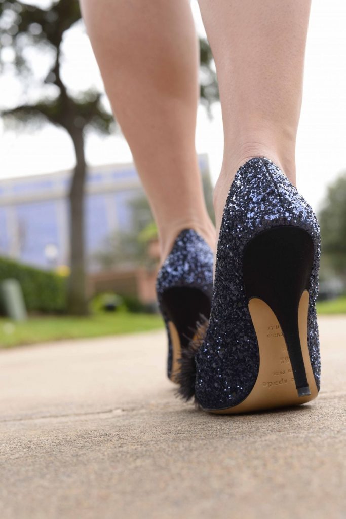 Kate Spade Lilo feather glitter pumps