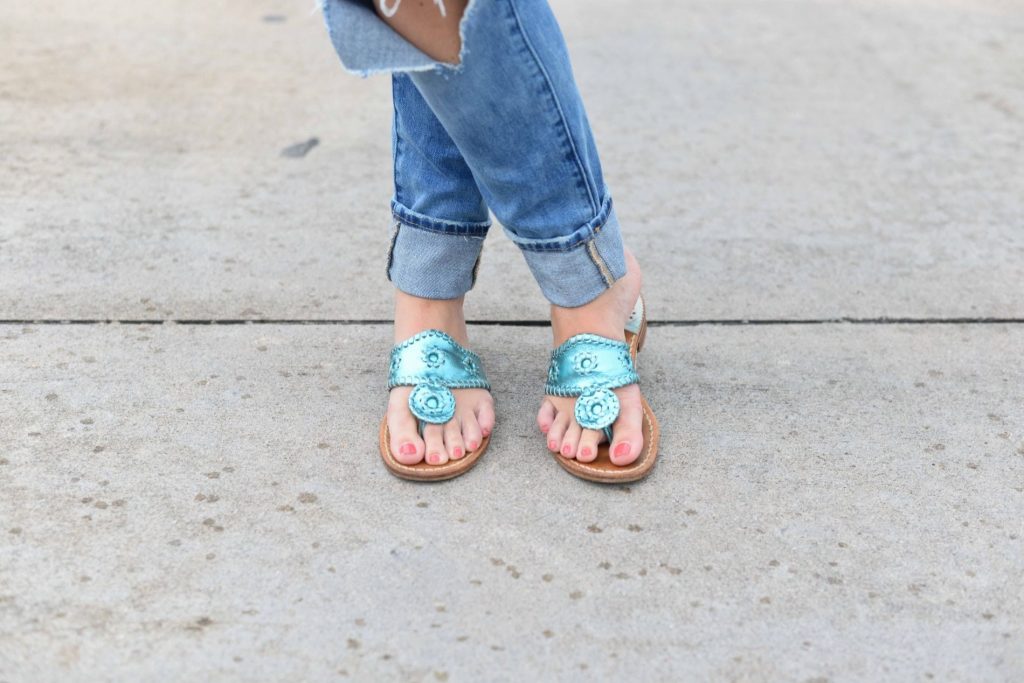 Jack Rogers metallic turquoise navajo sandals