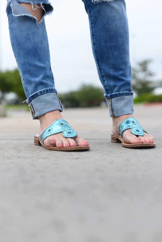 Jack Rogers metallic turquoise navajo sandals