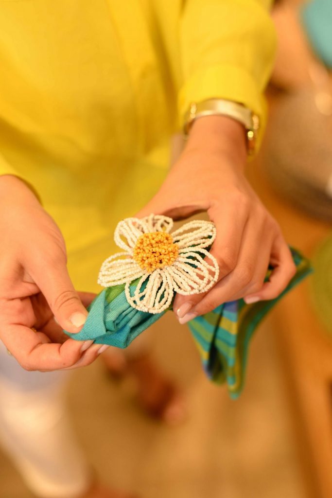 Beaded daisy napkin ring