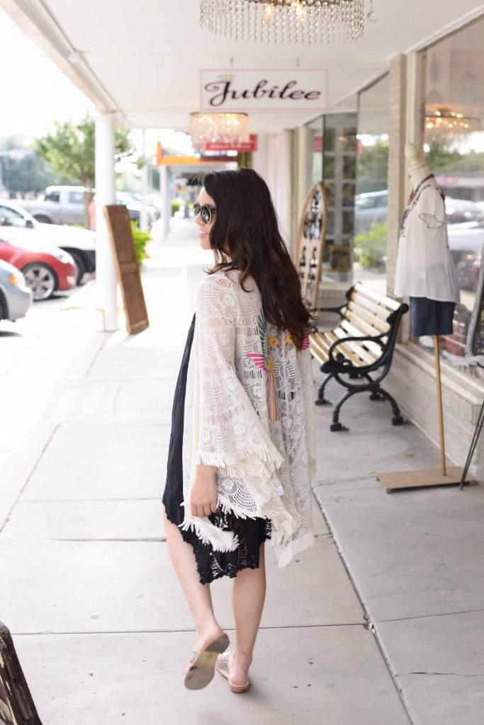 Partridge embroidered kimono