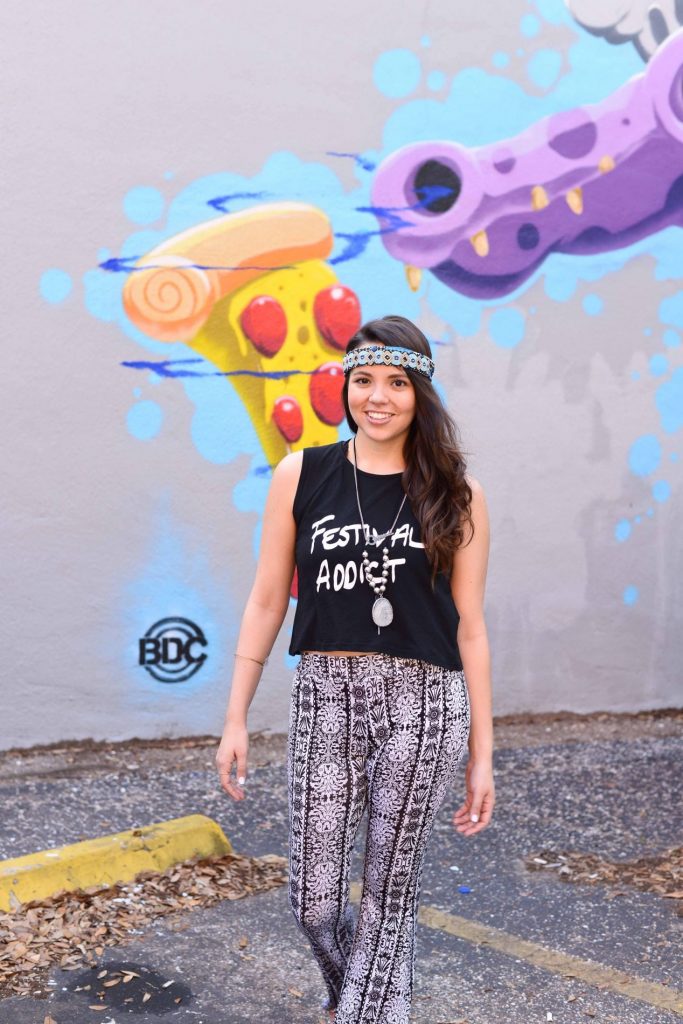 Crop top and bell bottoms