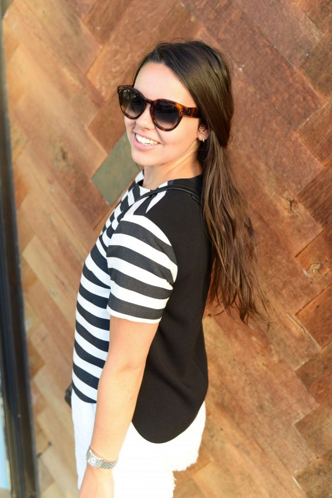Kate Spade NY Black and white Stripe Ramona Top