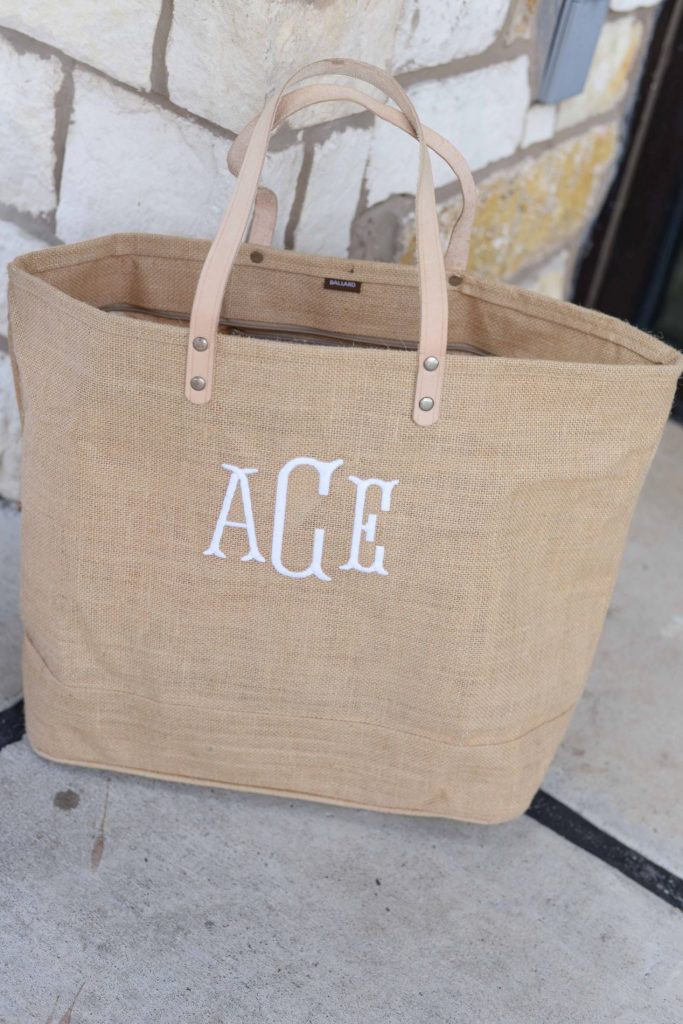 Ballard Designs monogrammed tote