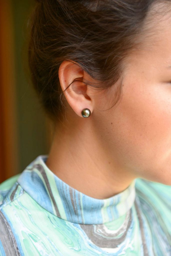Laguna Pearl 9mm Tahitian south sea pearl stud earrings