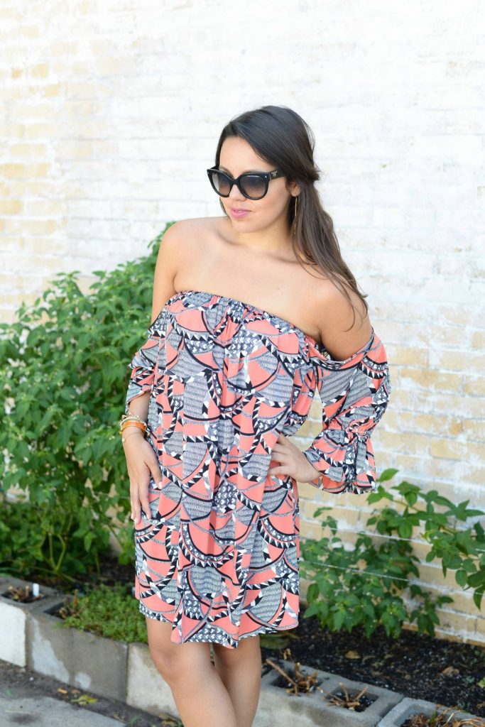Off the shoulder printed dress
