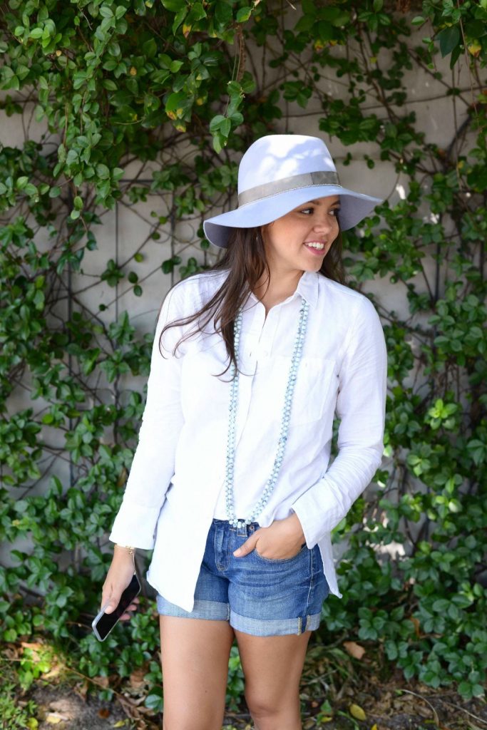Classic white button-down shirt