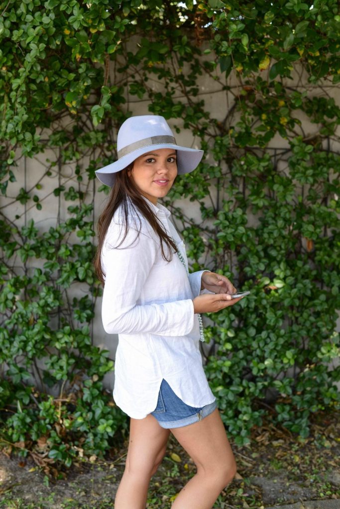 Linen white button-down shirt
