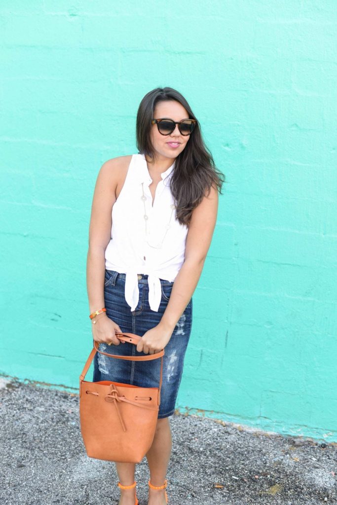 Blue Jean distressed skirt 