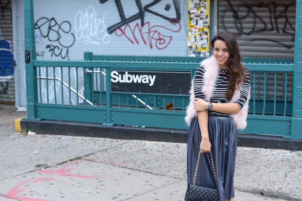outside the Subway station - Alexandra Carreno NYFW