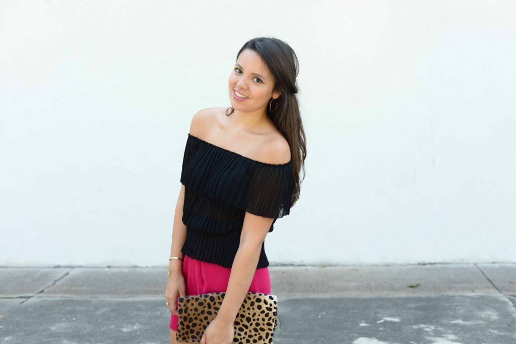 Black off the shoulder top