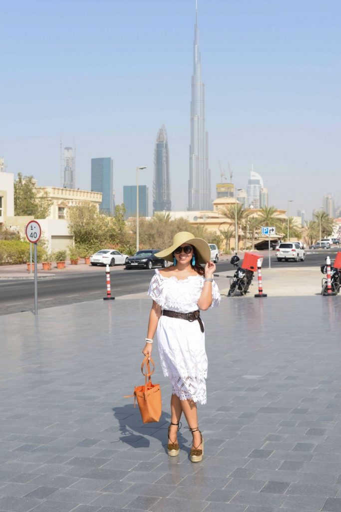 White Eyelet Dress - Summer in Dubai