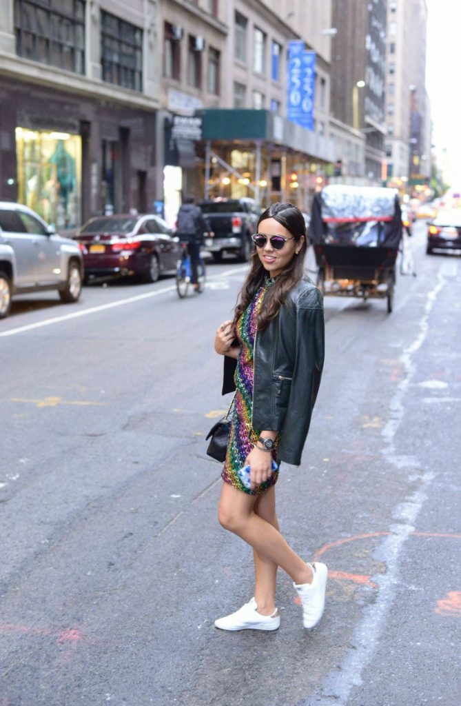 NYFW Street Style - Sequins and Sneakers - Alexandra Carreno