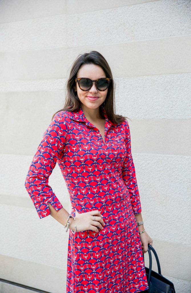 Barbara Gerwit red printed horsebit dress