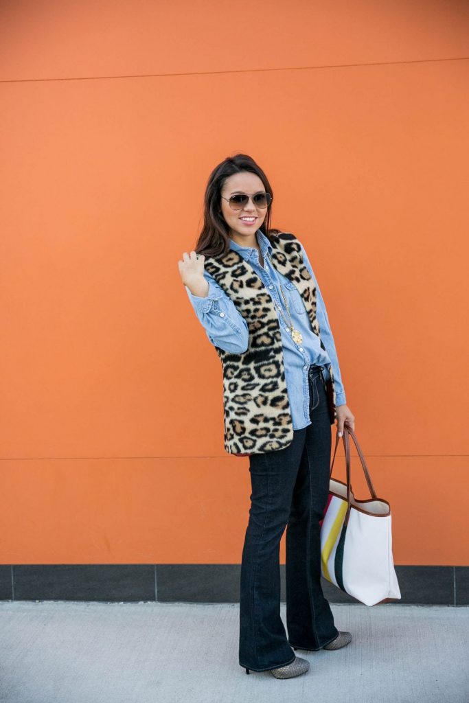 Layered leopard vest