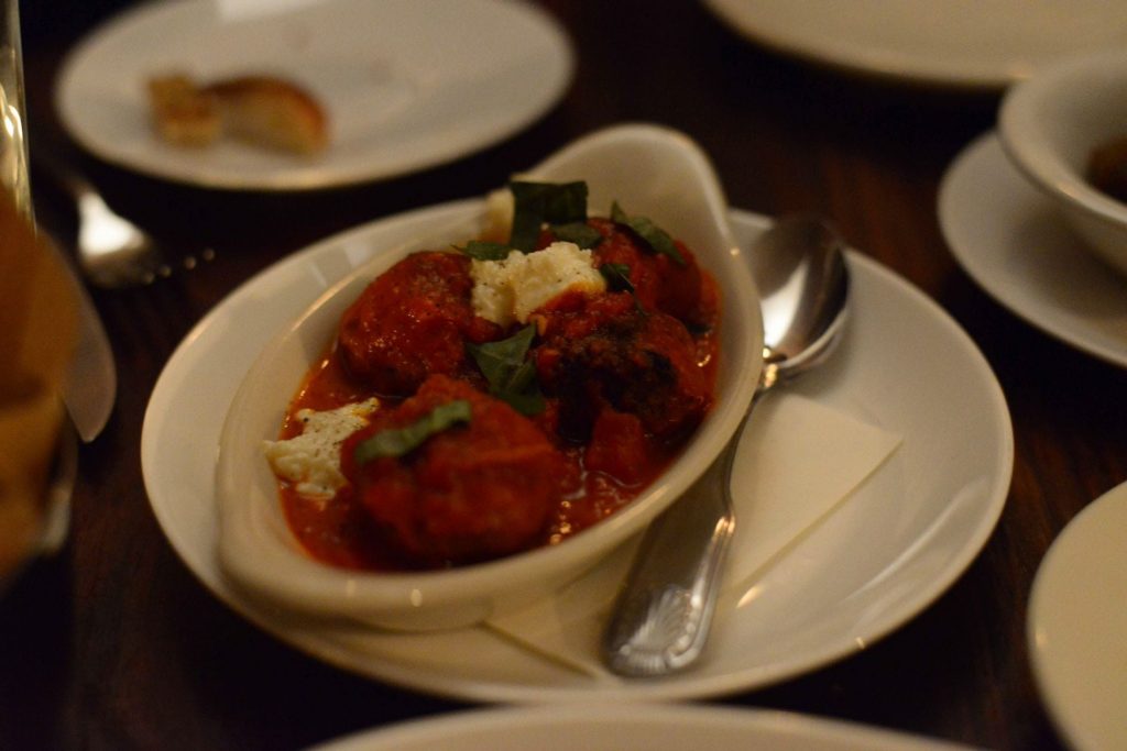 Bread & Tulips meatballs & ricotta appetizer