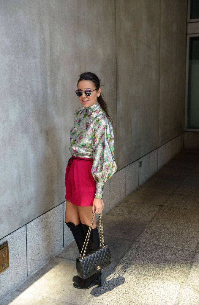 Over the Knee boots with pleated shorts