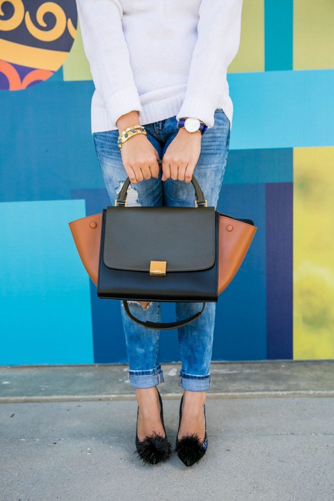 Celine color block trapeze purse