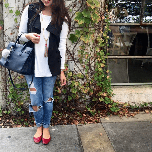 Saint Laurent Sac du Jour - Chloe red scallop flats