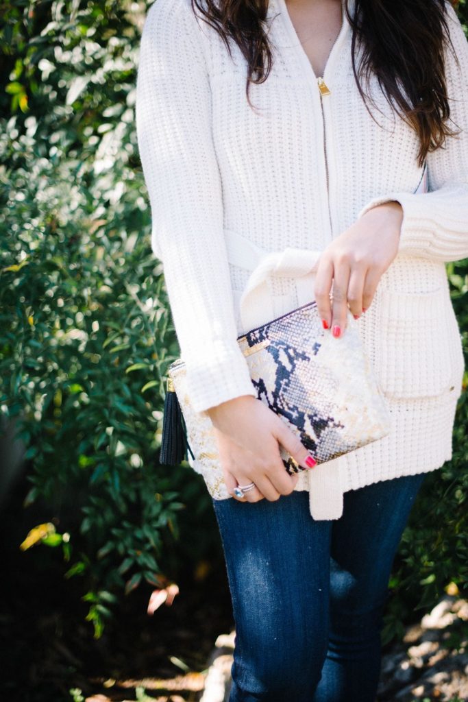 GiGi New York embossed python clutch