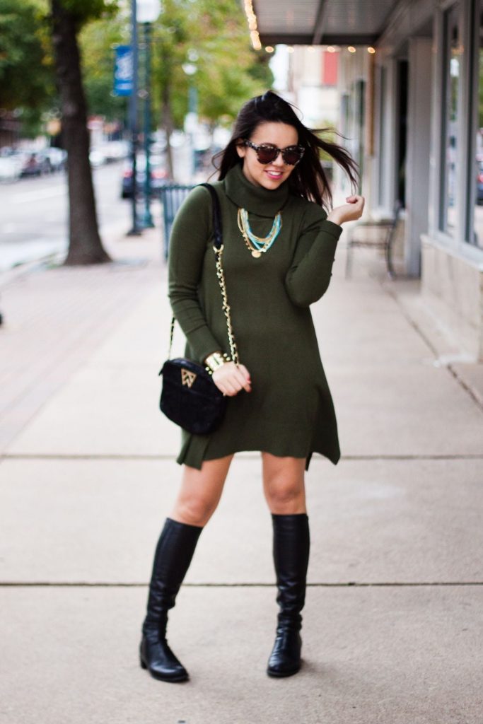 Olive sweater dress