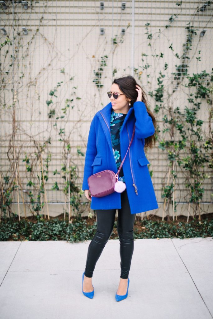 J.Crew stadium coat cocoon coat in cobalt blue