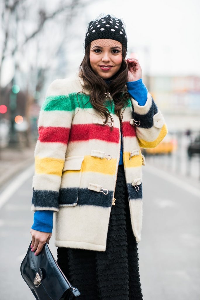 wool striped toggle coat