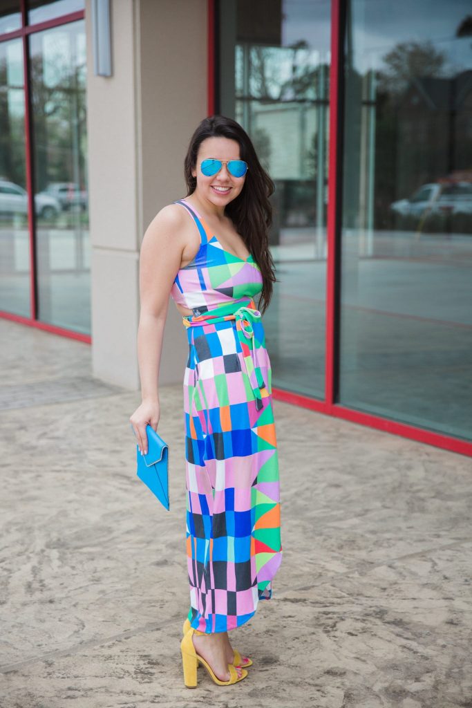 diamond print maxi dress