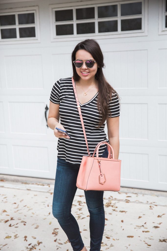 jeans and striped t-shirt