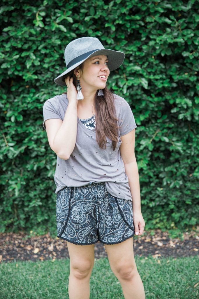 paisley drawstring shorts