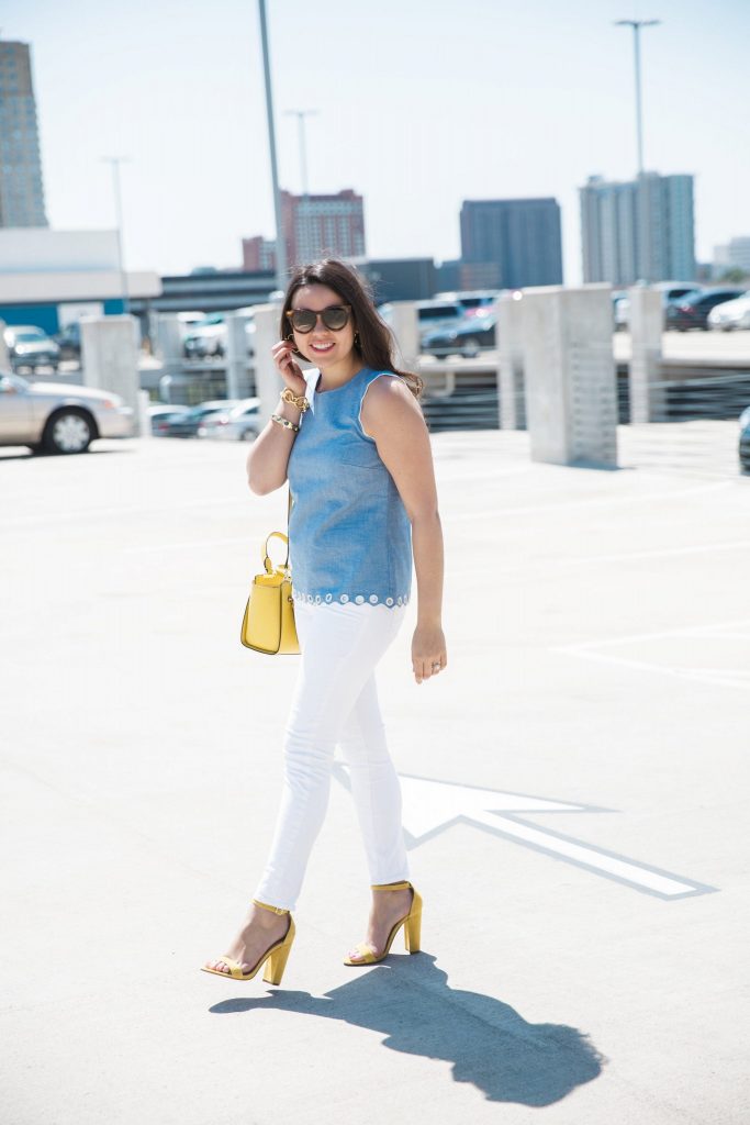 yellow block heel