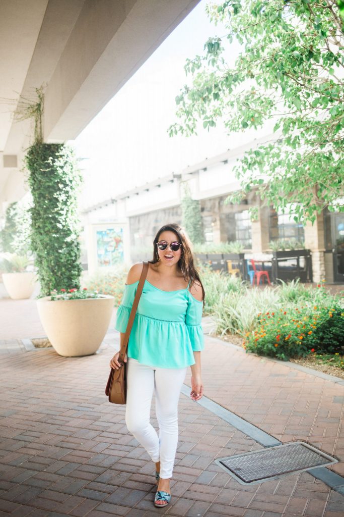 1.State cold shoulder peasant top