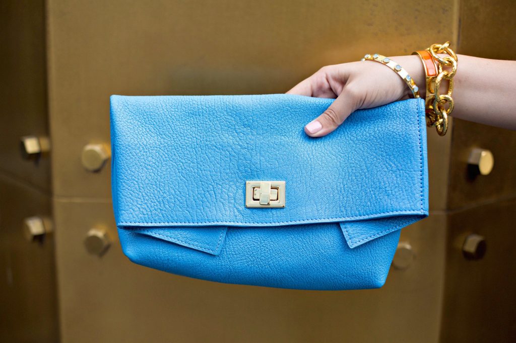 Hyacinth Claire Clutch in french goatskin leather