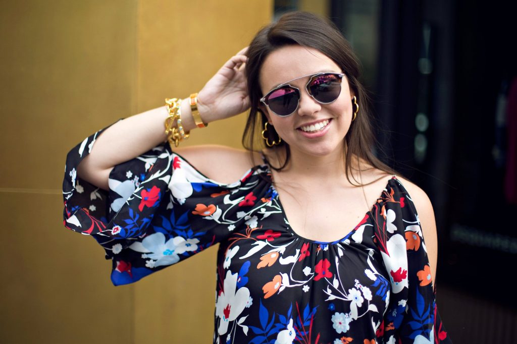 Floral bell sleeve dress