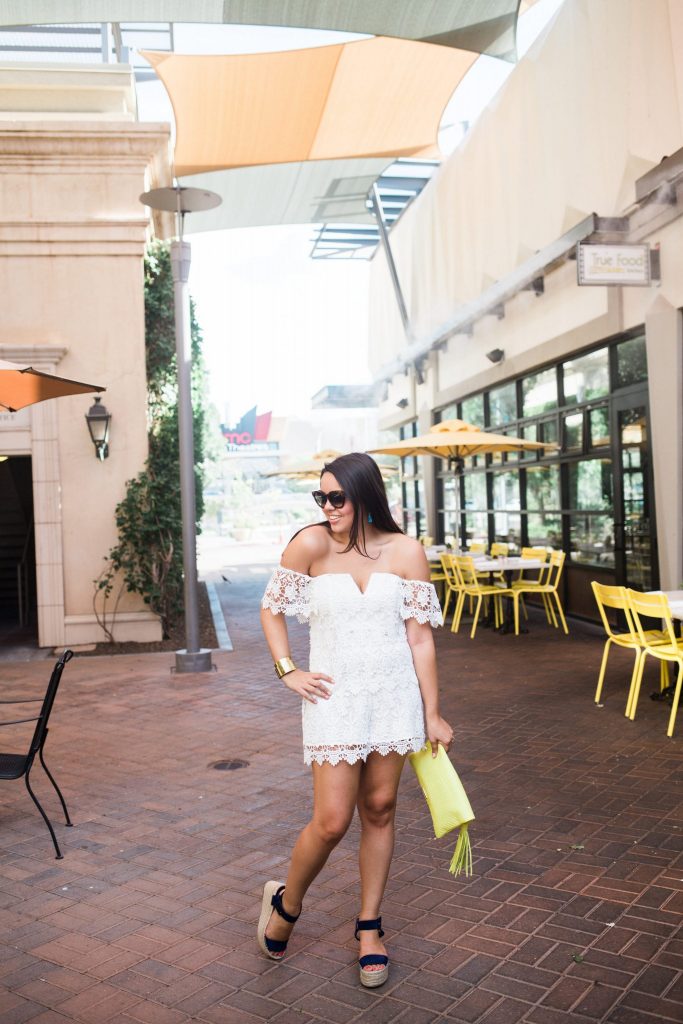 White off the shoulder romper