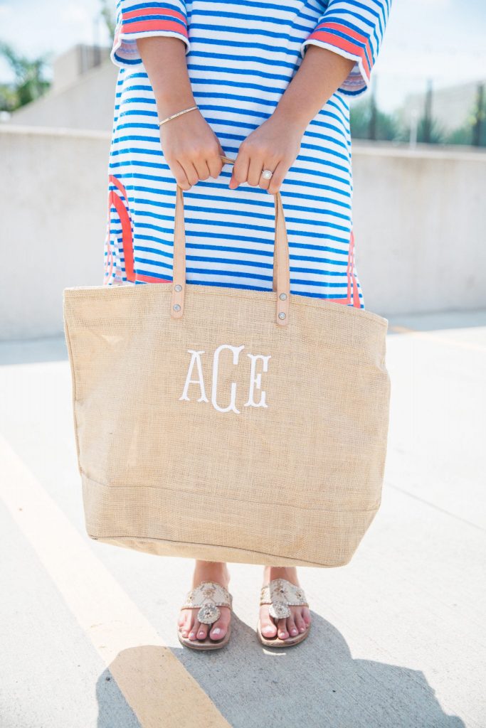 Monogram Natural Jute tote
