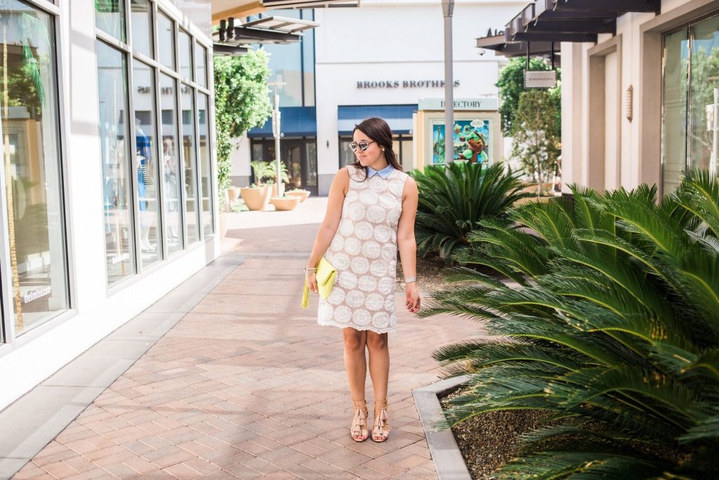 Embroidered lace shift dress