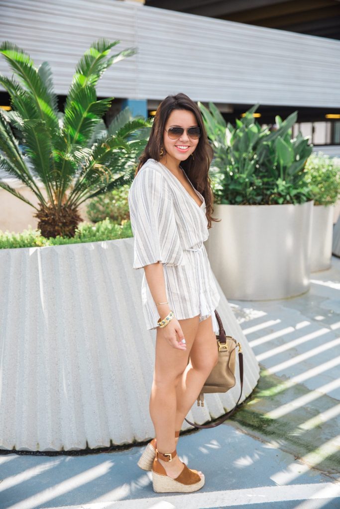 Linen striped romper