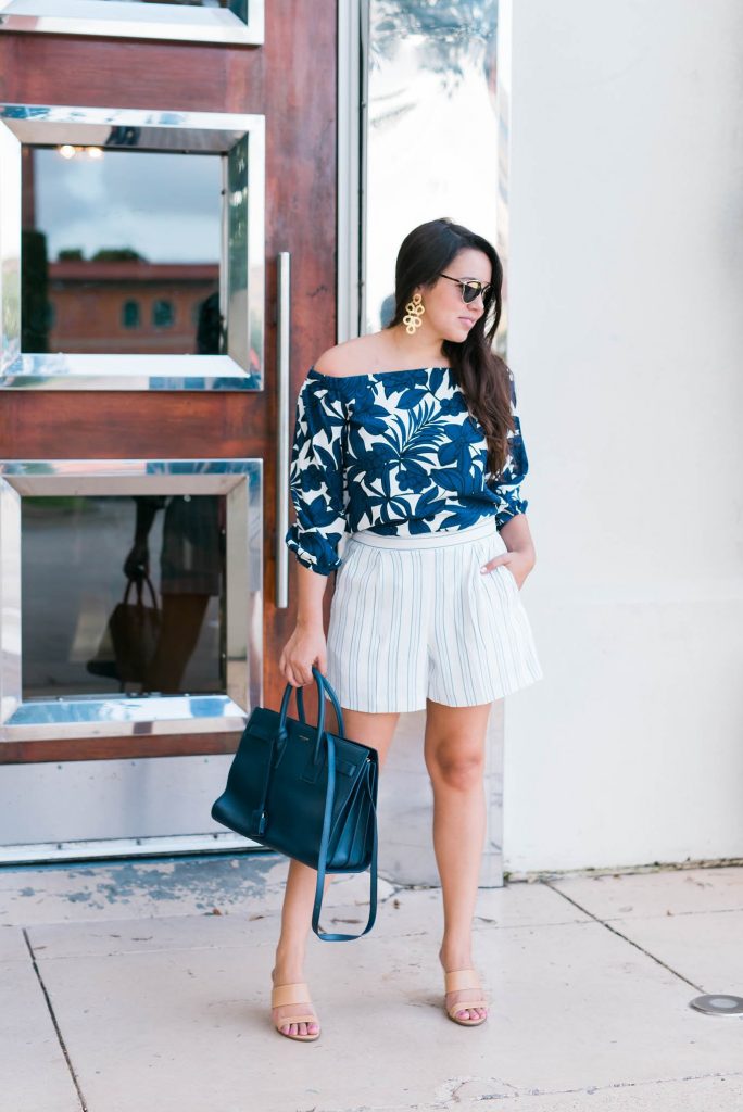 Tropic print off the shoulder top