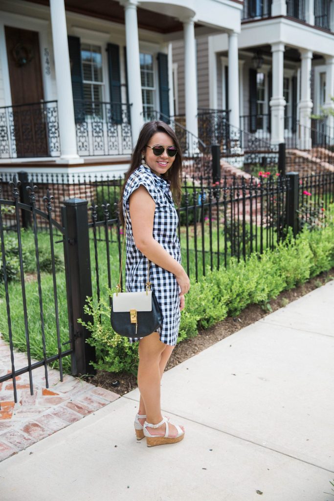 black and white gingham dress