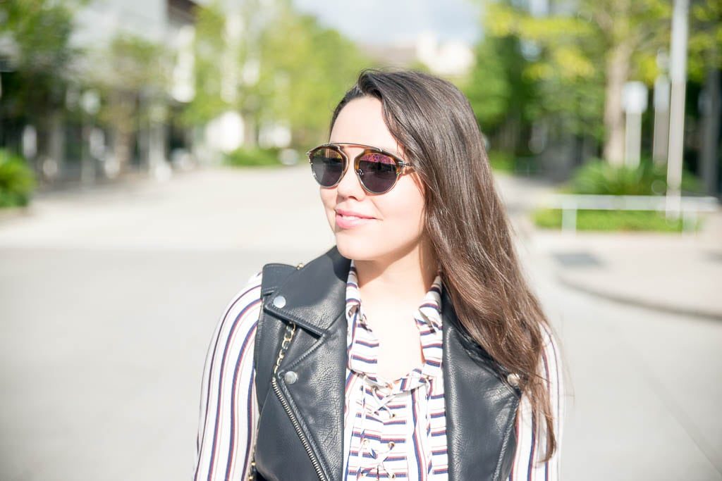 lace-up striped dress