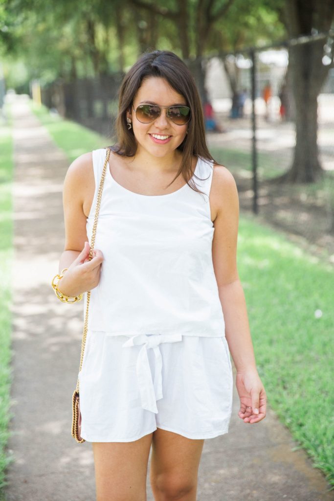 White tie front romper
