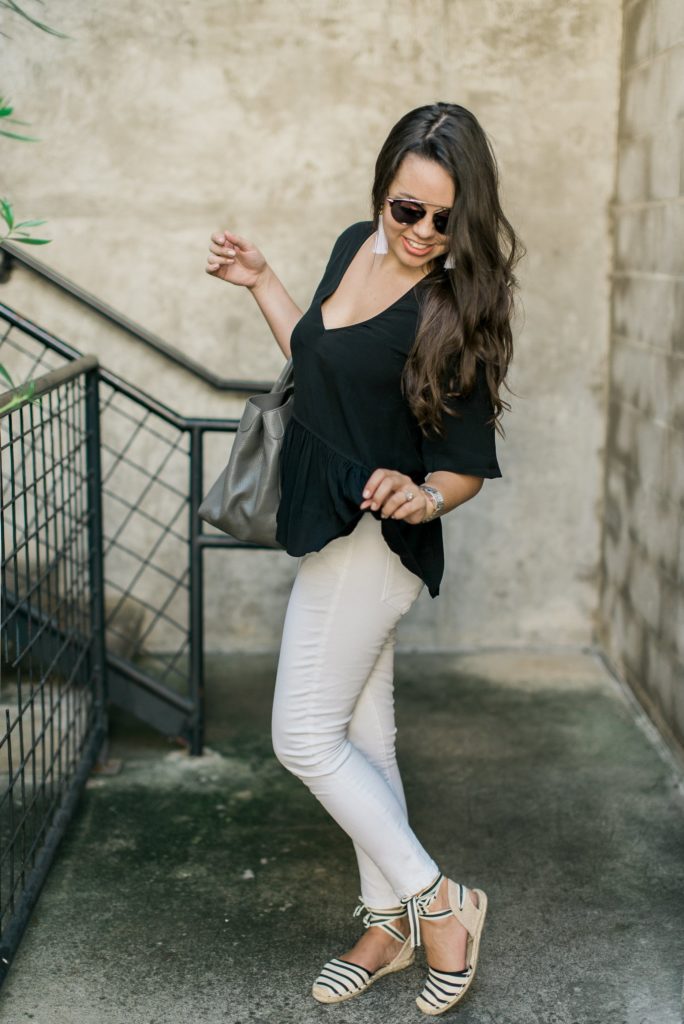 Black peplum tee