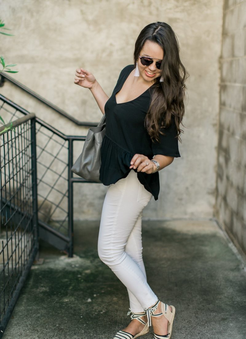 Black peplum tee